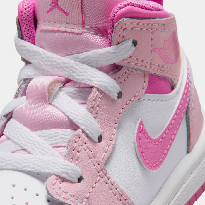 Air Jordan 1 Mid Infant Toddler Lifestyle Shoes (Pink Foam/China Rose/White)