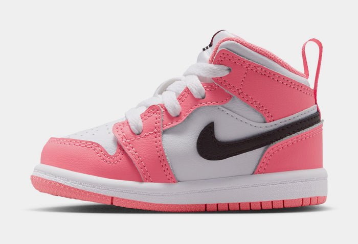 Air Jordan 1 Mid Infant Toddler Lifestyle Shoes (Pink Gaze/Black/White)