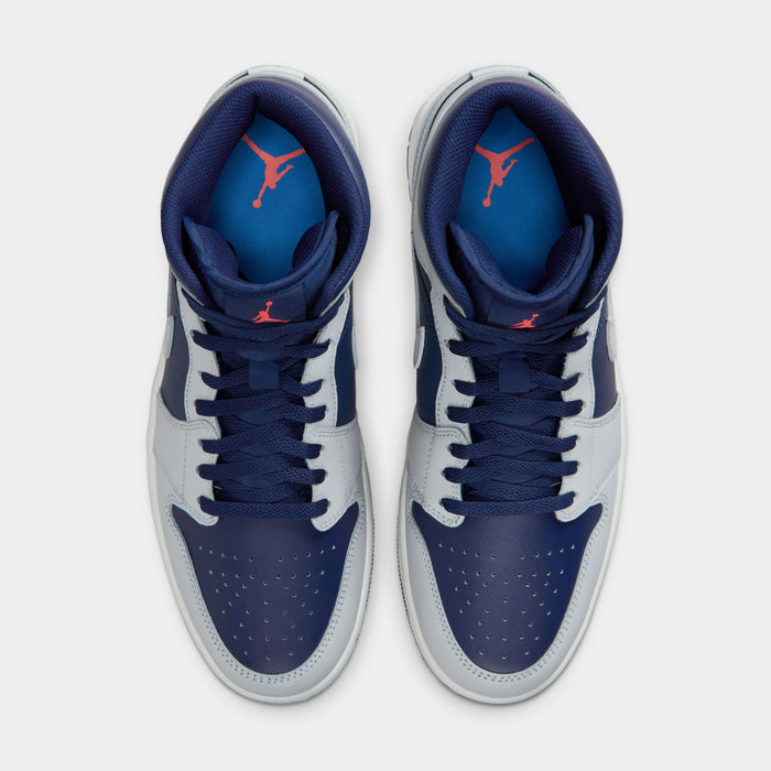 Air Jordan 1 Mid Mens Lifestyle Shoes (Blue Void/Pure Platinum/Summit White)