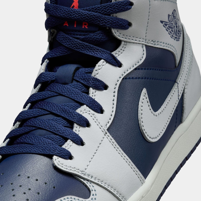 Air Jordan 1 Mid Mens Lifestyle Shoes (Blue Void/Pure Platinum/Summit White)