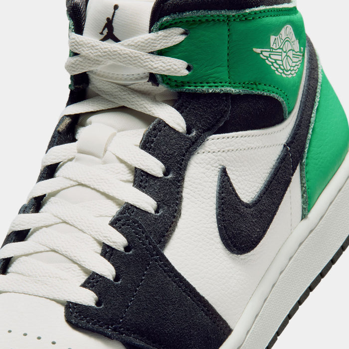 Air Jordan 1 Mid Mens Lifestyle Shoes (Summit White/Lucky Green/University Gold/Black)