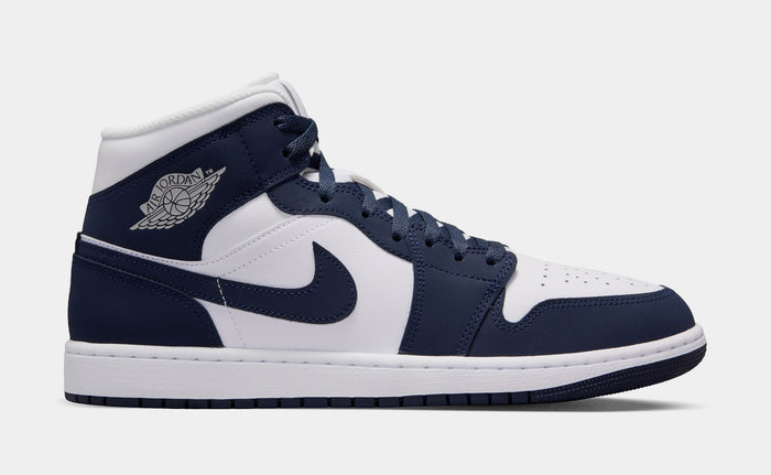 Air Jordan 1 Mid Obsidian Mens Lifestyle Shoes (Obsidian/Obsidian/White/Grey Fog)