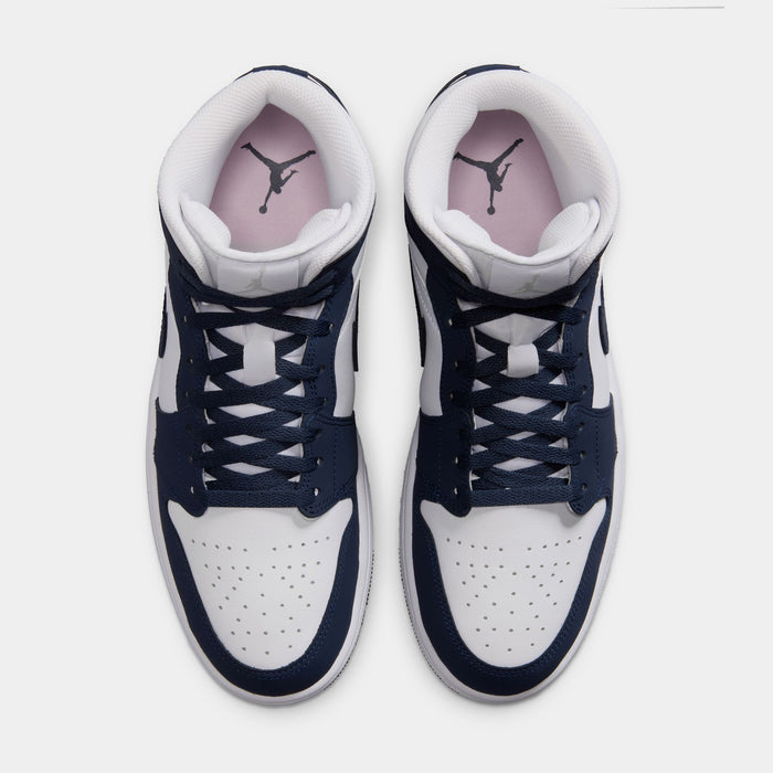 Air Jordan 1 Mid Obsidian Mens Lifestyle Shoes (Obsidian/Obsidian/White/Grey Fog)