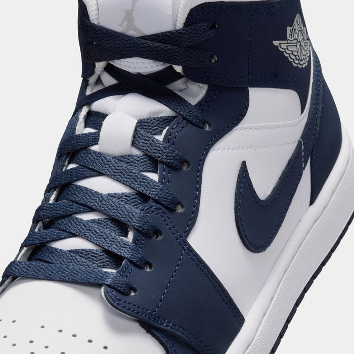 Air Jordan 1 Mid Obsidian Mens Lifestyle Shoes (Obsidian/Obsidian/White/Grey Fog)