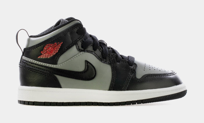 Air Jordan 1 Mid Prechool Lifestyle Shoe (Black/Particle Grey-White-Gym Red)