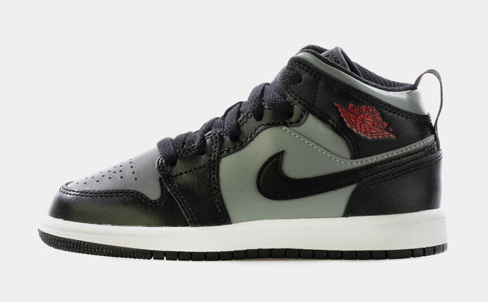 Air Jordan 1 Mid Prechool Lifestyle Shoe (Black/Particle Grey-White-Gym Red)