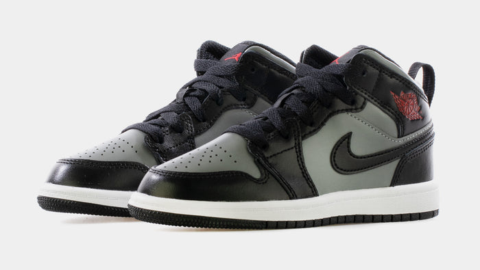 Air Jordan 1 Mid Prechool Lifestyle Shoe (Black/Particle Grey-White-Gym Red)