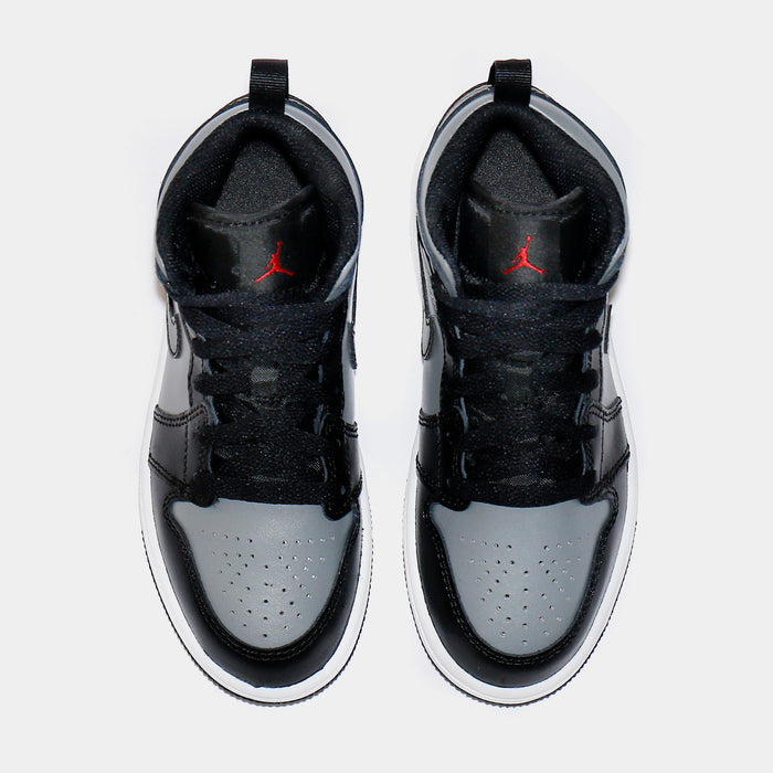 Air Jordan 1 Mid Prechool Lifestyle Shoe (Black/Particle Grey-White-Gym Red)