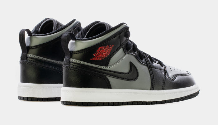 Air Jordan 1 Mid Prechool Lifestyle Shoe (Black/Particle Grey-White-Gym Red)