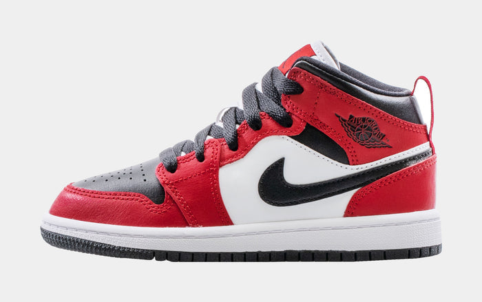 Air Jordan 1 Mid Preschool Lifestyle Shoes (Black/Red/White)