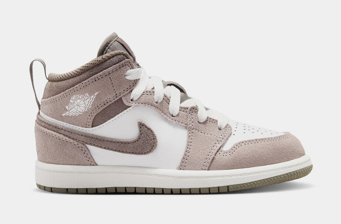 Air Jordan 1 Mid Preschool Lifestyle Shoes (Enigma Stone/Olive Grey)