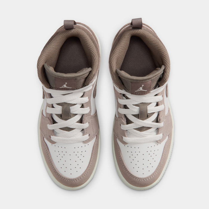 Air Jordan 1 Mid Preschool Lifestyle Shoes (Enigma Stone/Olive Grey)