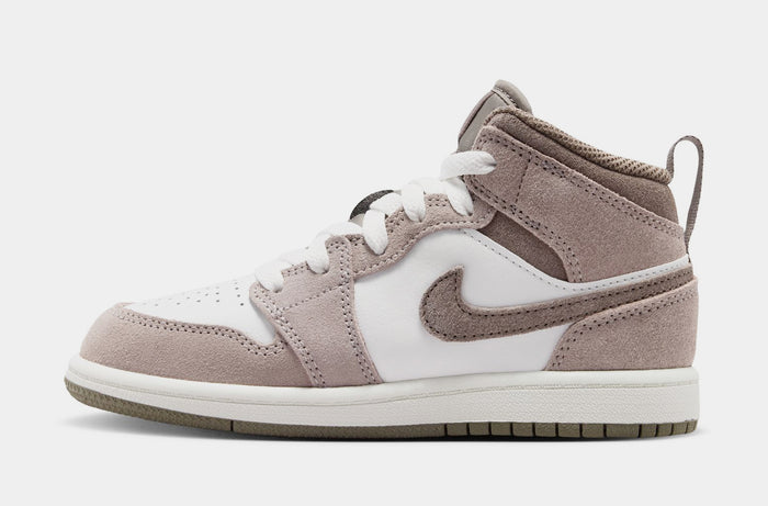 Air Jordan 1 Mid Preschool Lifestyle Shoes (Enigma Stone/Olive Grey)