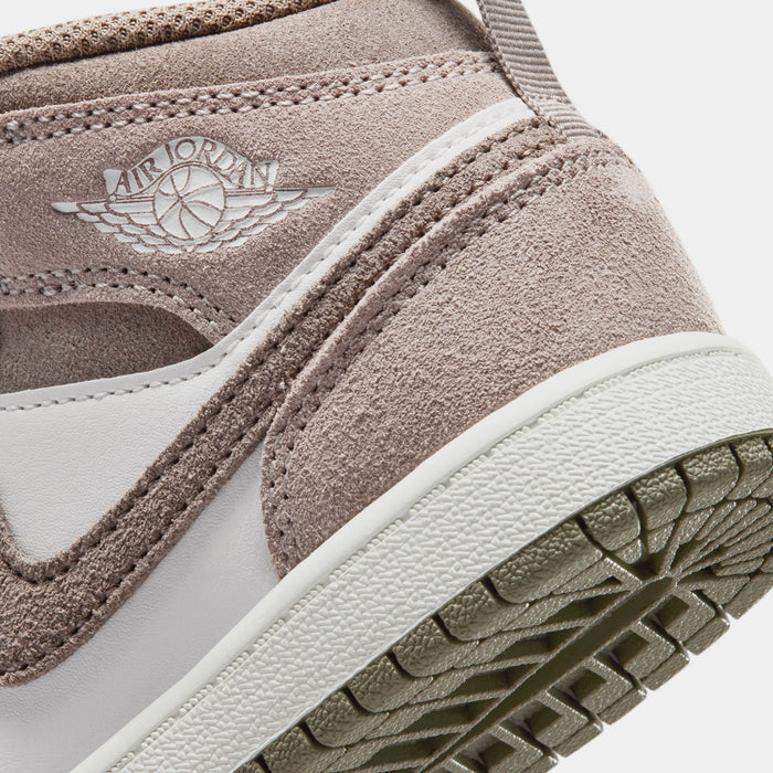 Air Jordan 1 Mid Preschool Lifestyle Shoes (Enigma Stone/Olive Grey)