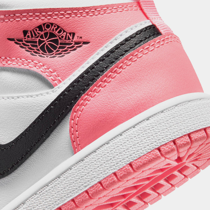 Air Jordan 1 Mid Preschool Lifestyle Shoes (Pink Gaze/Black/White)
