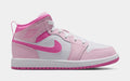Air Jordan 1 Mid Preschool Shoes (Pink Foam/China Rose/White)