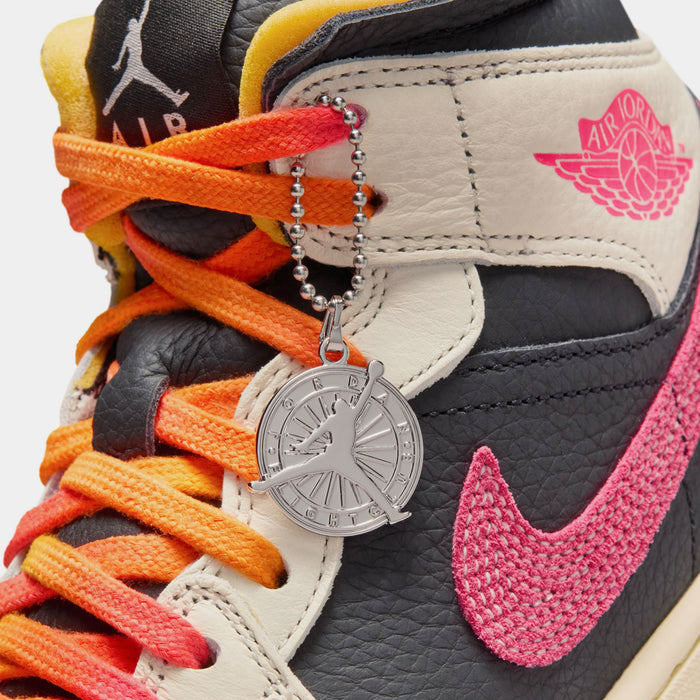 Air Jordan 1 Mid SE Edge Womens Lifestyle Shoes (Pale Ivory/Racer Pink/Black/Muslin)
