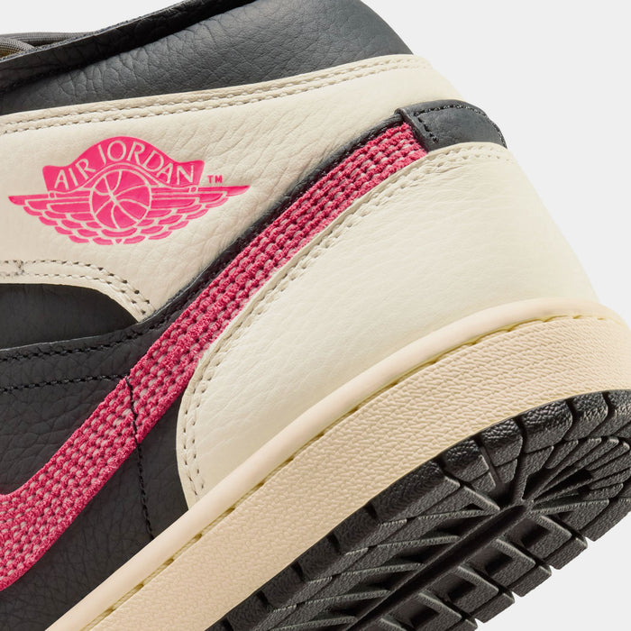 Air Jordan 1 Mid SE Edge Womens Lifestyle Shoes (Pale Ivory/Racer Pink/Black/Muslin)