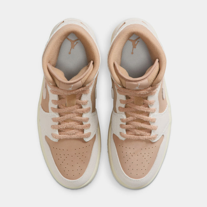 Air Jordan 1 Mid SE Hemp Womens Lifestyle Shoes (Hemp/Sail/Light Orewood Brown)