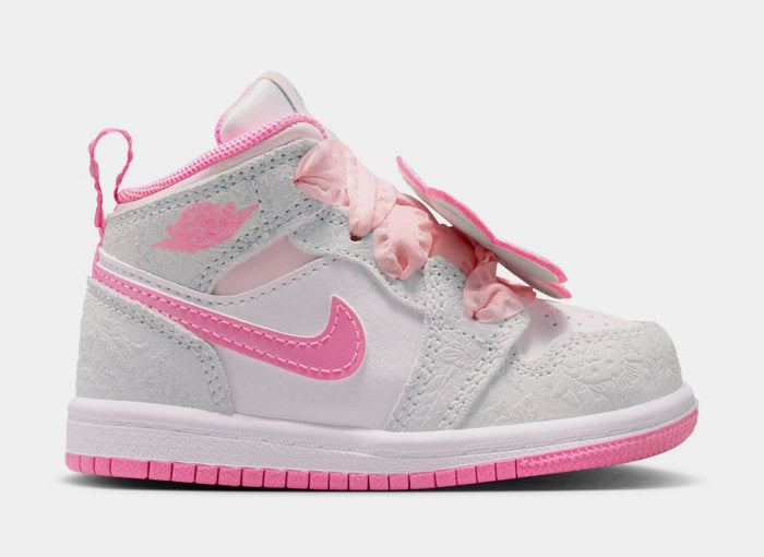 Air Jordan 1 Mid SE Infant Toddler Lifestyle Shoes (Vast Grey/Pink Glow/Sail)