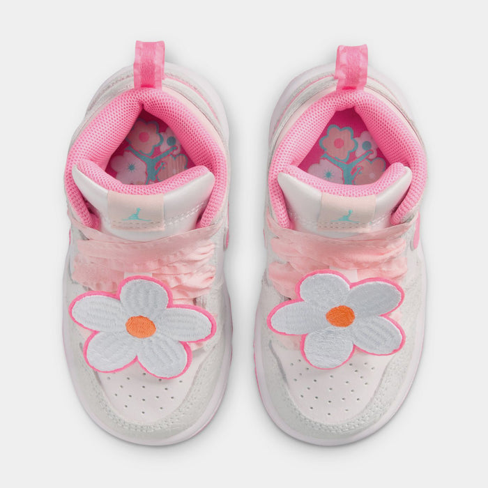 Air Jordan 1 Mid SE Infant Toddler Lifestyle Shoes (Vast Grey/Pink Glow/Sail)