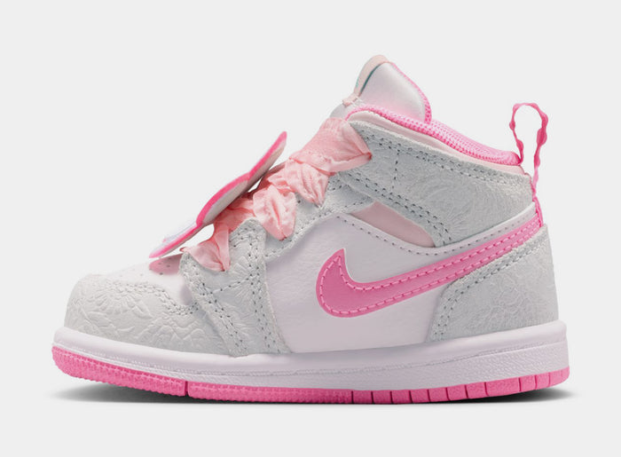 Air Jordan 1 Mid SE Infant Toddler Lifestyle Shoes (Vast Grey/Pink Glow/Sail)