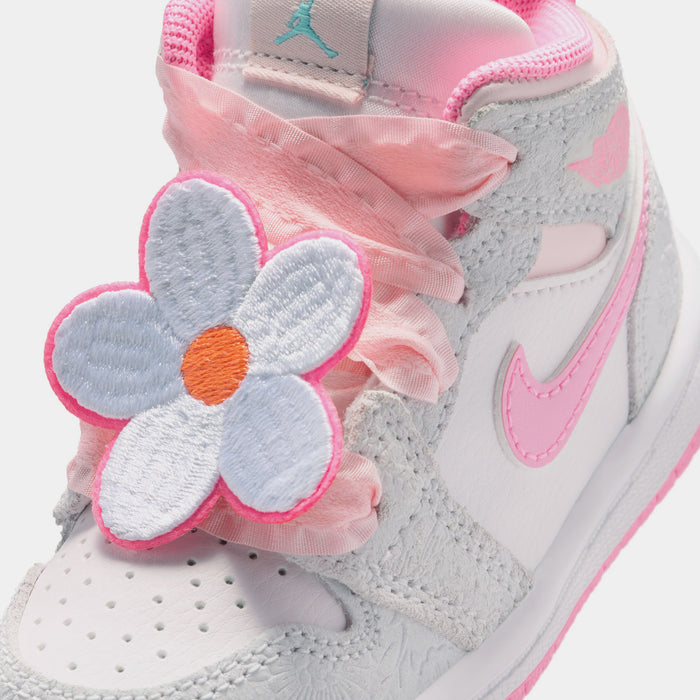 Air Jordan 1 Mid SE Infant Toddler Lifestyle Shoes (Vast Grey/Pink Glow/Sail)