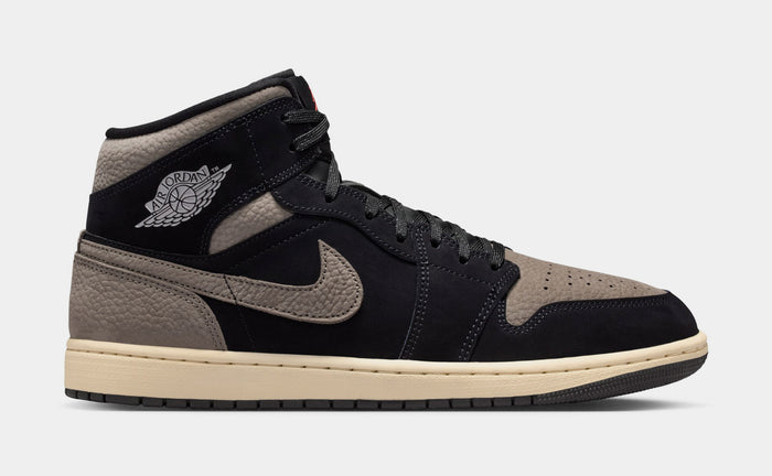 Air Jordan 1 Mid SE Mens Lifestyle Shoes (Black/Light Wild Mango/Olive Grey)