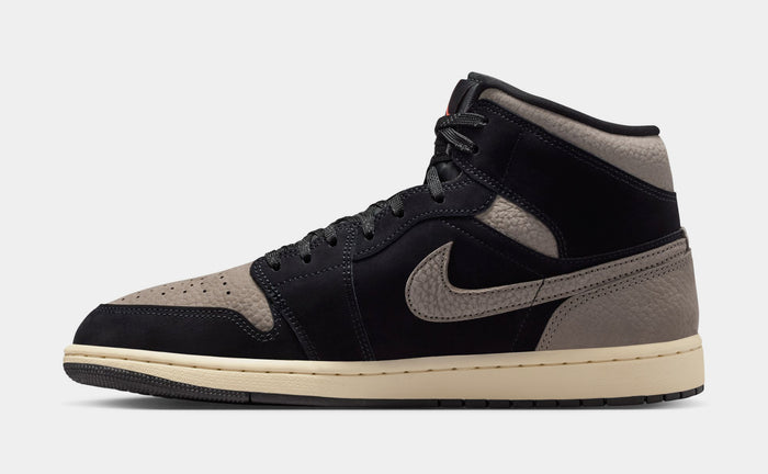 Air Jordan 1 Mid SE Mens Lifestyle Shoes (Black/Light Wild Mango/Olive Grey)
