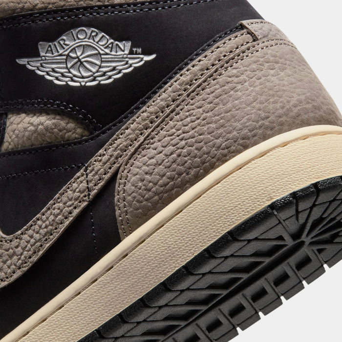 Air Jordan 1 Mid SE Mens Lifestyle Shoes (Black/Light Wild Mango/Olive Grey)