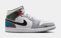 Air Jordan 1 Mid SE Mens Lifestyle Shoes (Black/White/Wolf Grey)