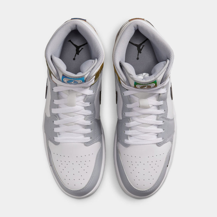 Air Jordan 1 Mid SE Mens Lifestyle Shoes (Black/White/Wolf Grey)