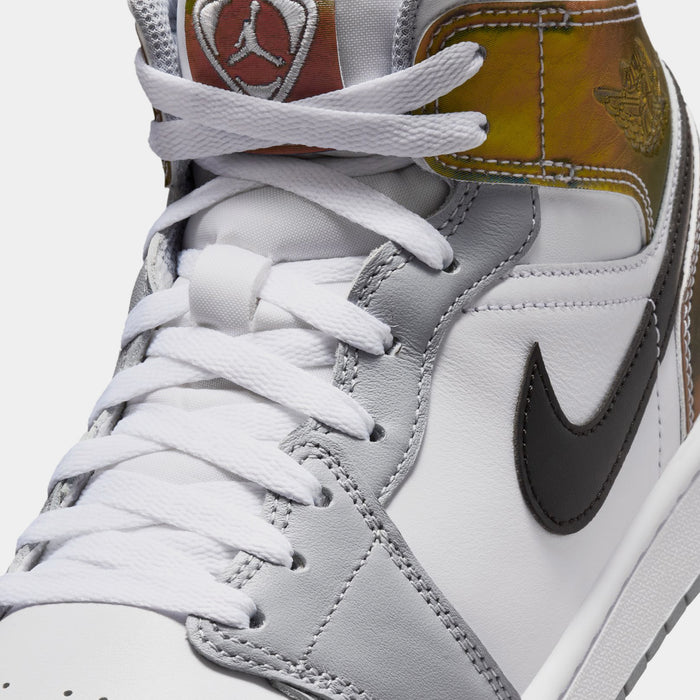 Air Jordan 1 Mid SE Mens Lifestyle Shoes (Black/White/Wolf Grey)