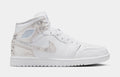 Air Jordan 1 Mid SE Mens Lifestyle Shoes (White/White/White/Field Silver)