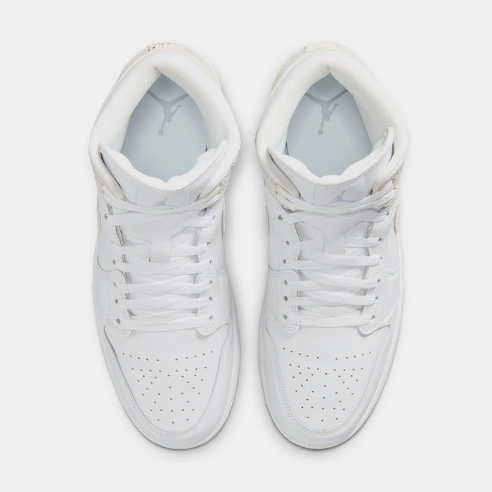 Air Jordan 1 Mid SE Mens Lifestyle Shoes (White/White/White/Field Silver)