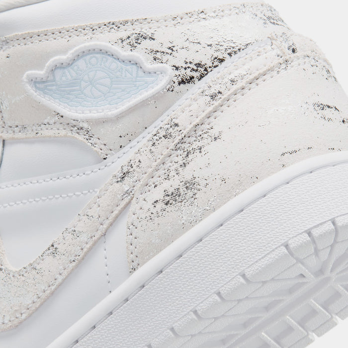 Air Jordan 1 Mid SE Mens Lifestyle Shoes (White/White/White/Field Silver)