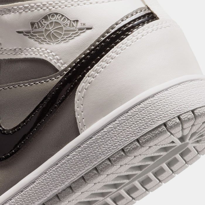 Air Jordan 1 Mid SE Preschool Lifestyle Shoes (Photon Dust/Flat Pewter/Black/Blue Chill)