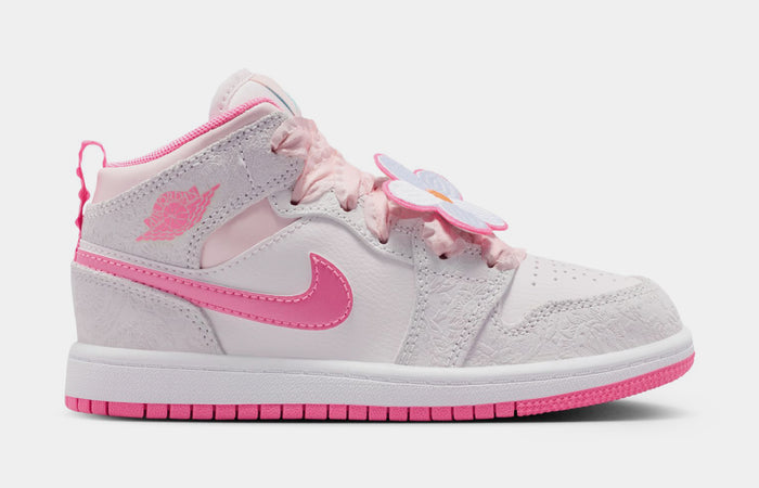 Air Jordan 1 Mid SE Preschool Lifestyle Shoes (Vast Grey/Sail/Pink Bloom/Pink Glow)