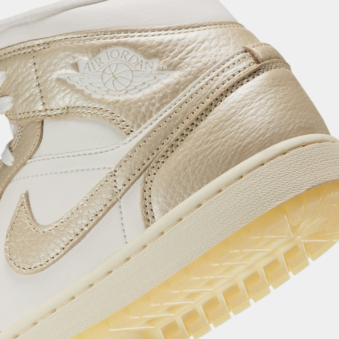 Air Jordan 1 Mid SE Womens Lifestyle Shoes (Sail/Pale Ivory/Team Gold)