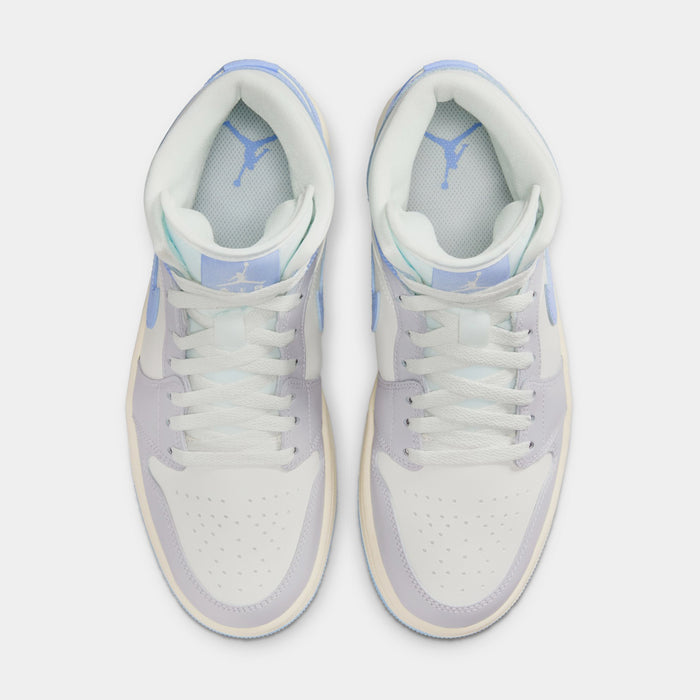 Air Jordan 1 Mid Womens Lifestyle Shoes (Psychic Blue/Neutral Grey/Sail)