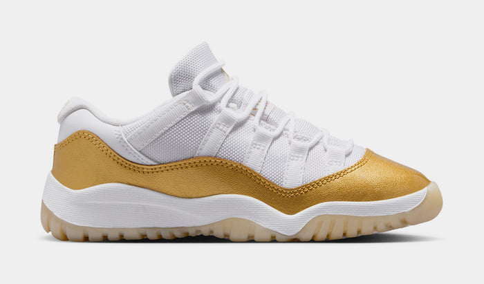 Air Jordan 11 Retro Low Mothers Day Preschool Lifestyle Shoes (White/Metallic Gold/Team Gold)