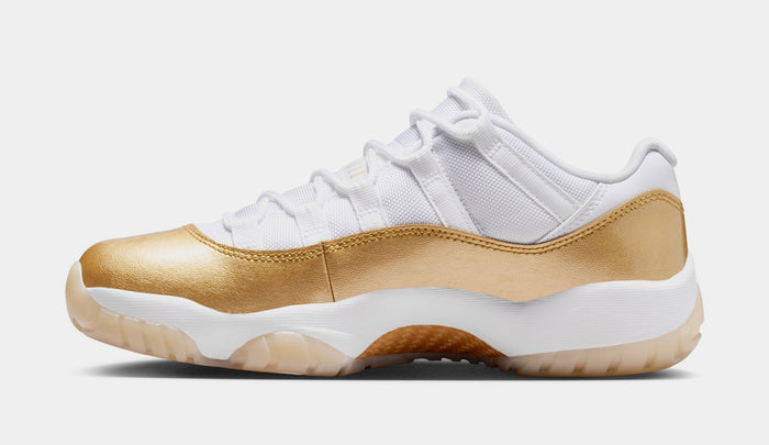 Air Jordan 11 Retro Low Mothers Day Womens Lifestyle Shoes  (White/Metallic Gold/Team Gold) Free Shipping