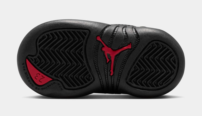 Air Jordan 12 Retro Bloodline Infant Toddler Shoes (Black/Varsity Red) Free Shipping