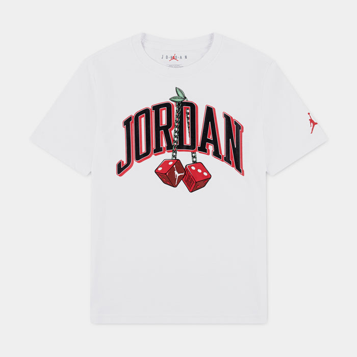 Air Jordan 13 Cherry Dice Grade School Short Sleeve Shirt (White)