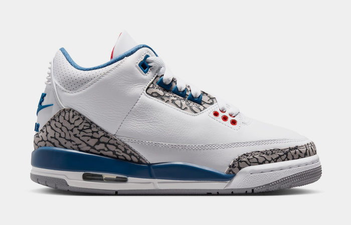Air Jordan 3 Retro OG True Blue Grade School Lifestyle Shoes (White/Fire Red/True Blue) Free Shipping