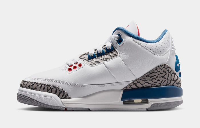 Air Jordan 3 Retro OG True Blue Grade School Lifestyle Shoes (White/Fire Red/True Blue) Free Shipping