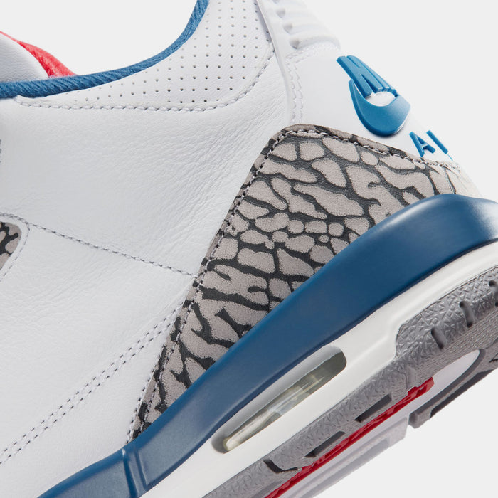 Air Jordan 3 Retro OG True Blue Grade School Lifestyle Shoes (White/Fire Red/True Blue) Free Shipping