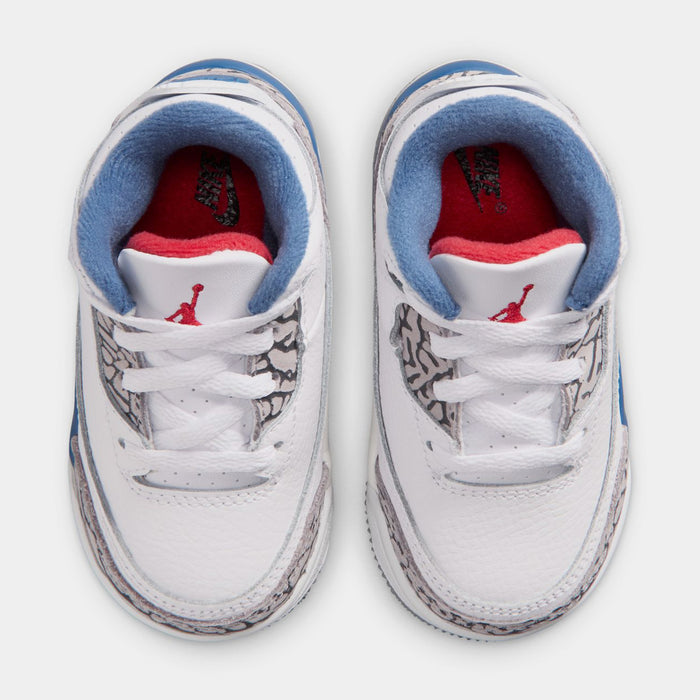 Air Jordan 3 Retro OG True Blue Infant Toddler Lifestyle Shoes (White/Fire Red/True Blue) Free Shipping