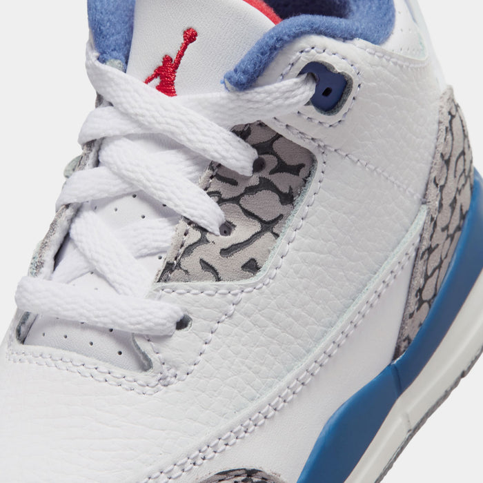 Air Jordan 3 Retro OG True Blue Infant Toddler Lifestyle Shoes (White/Fire Red/True Blue) Free Shipping