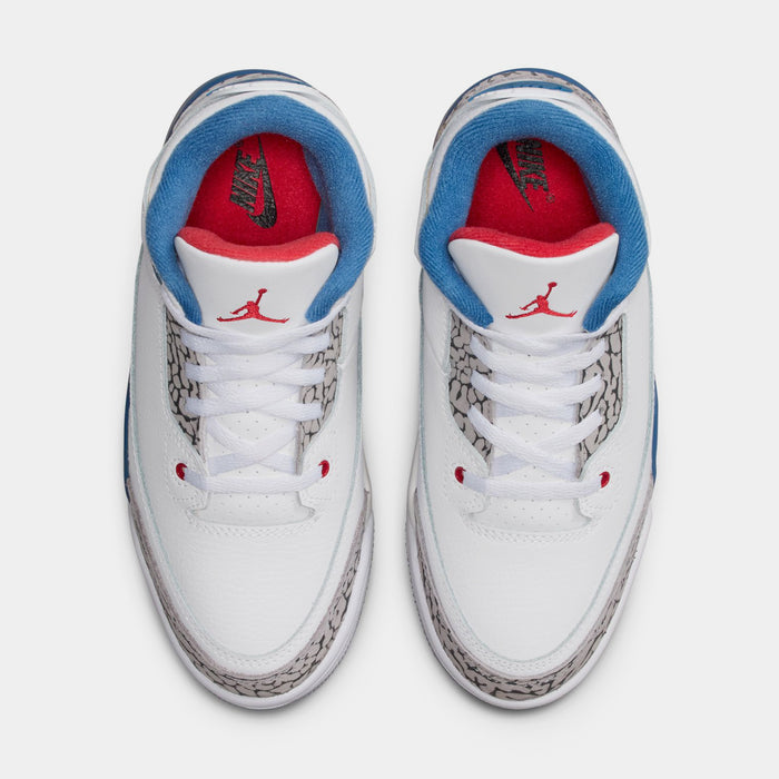 Air Jordan 3 Retro OG True Blue Preschool Lifestyle Shoes (White/Fire Red/True Blue)Free Shipping